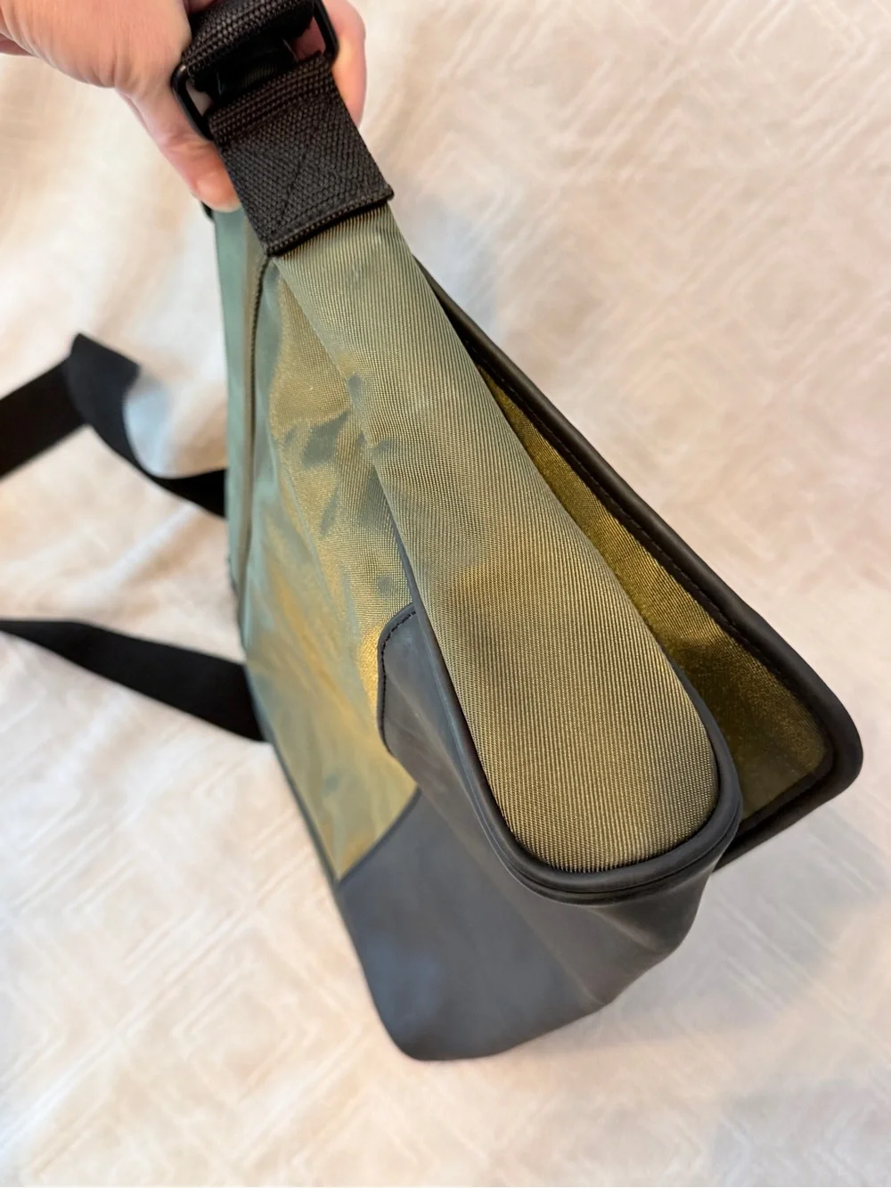 Vintage 90s Ralph Lauren Polo Sport Messenger Bag Olive Green Nylon - flag logo